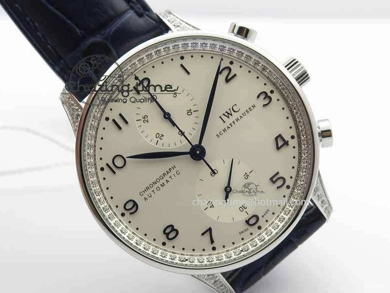 MIROTIME 0705 Portuguese IW3714 Diam ZF V2 1:1 Best Edition White Dial Blue Makers On Blue Leather Strap A79350 (Slim Movement) Stylish 7248